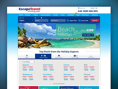 Escape Travel homepage