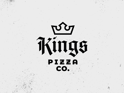 Kings Pizza logo blackletter branding crown design gothic identity kings logo medieval pizza queens royalty typography vector