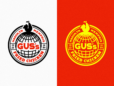 Gus's Fried Chicken badge branding chicken fried chicken logo memphis typography