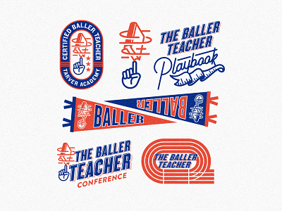 Baller Teacher Playbook assets academic arkansas athletic basketball branding education icon identity illustration lettering logo retro sports typography vintage