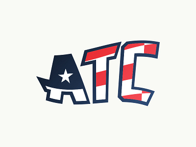 ATC america bars blue flag logo red stars truck typography united states usa white
