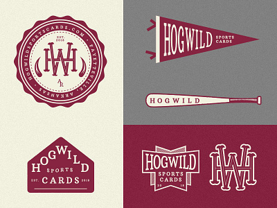 Hog Wild Sports Cards arkansas athletic badge baseball branding cards hogs logo razorbacks sports vector vintage