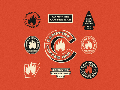 Campfire Coffee Bar logos 3 arkansas badge branding coffee coffee shop design identity illustration logo