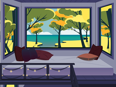 Dream view adobe illustrator bedroom hanoi illustration ocean vector vietnam