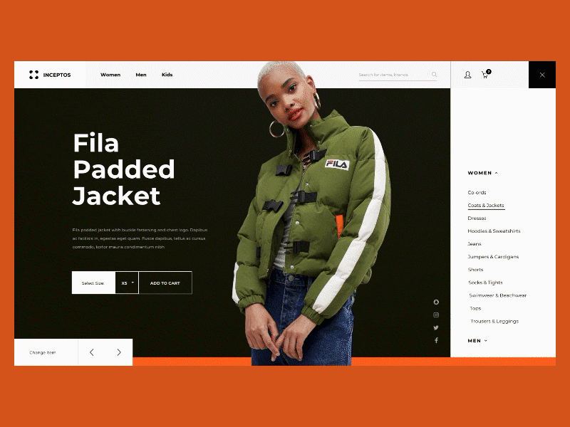 Conceptual Store Animation animation clothing concept design ecommerce fashion fashion blog fashion brand flinto landing page logo menu model motion product sidebar menu store