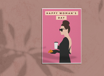 POSTCARD: Happy Woman's Day coffee croissant food happy womans day holiday holiday card illustraion postcard poster tiffany woman