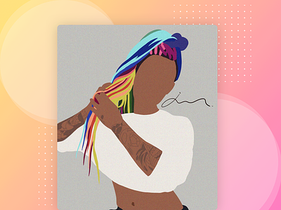 Colorful braids app art braids color design drawing fashion art flat girl illustraion ipad pro procreate vector