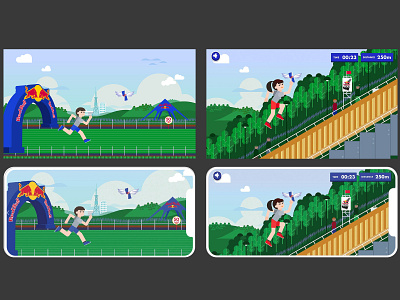 Red Bull 400 Game animation design flat game illustration mobile game responsive ui ux vector