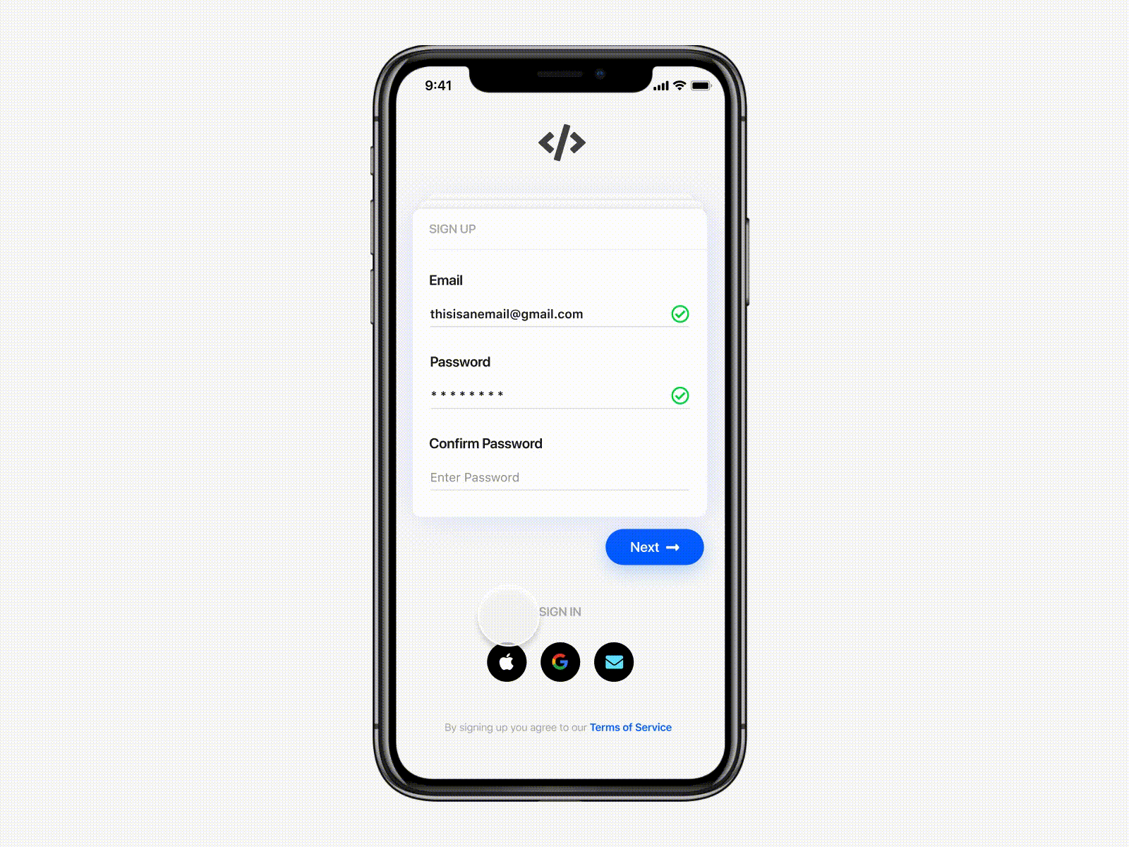 Daily UI #001 daily dailyui dailyui 001 dailyuichallenge design ios iphonex login minimal mobile new account signup ui user experience user interface ux