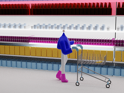 Supermarket scene 3d animation banana charachter charachter design design explainer face groceries illustration render short film