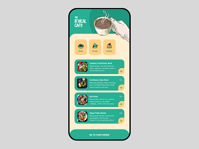Ethical Cafe app design eating out food food app old school restaurant restaurant app uidesign website