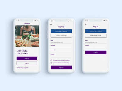 Sign up experience - Food app