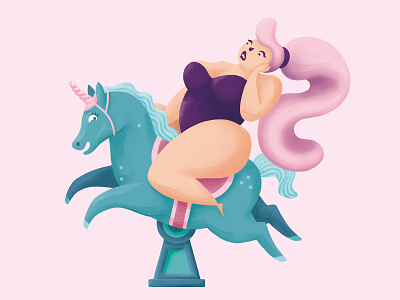 Frau Libido characterdesign editorial illustration horse riding illustration magazin unicorn