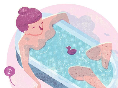 Badewanne bathing flat design illustration pastel color pastel colours relaxing vector
