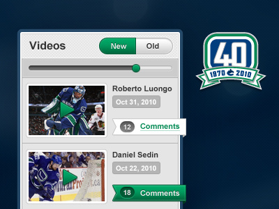 Bits 'n Pieces blue green hockey interface social ui web