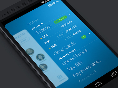 nTrust - Sidebar / Balances android app finance ios light minimal p2p payments ui