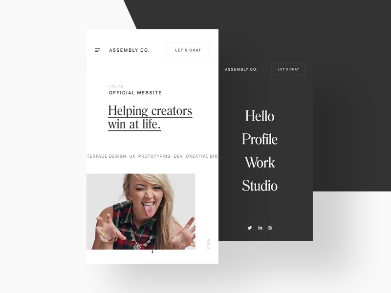 ACO Mobile Site exploration white black menu portfolio ios mobile
