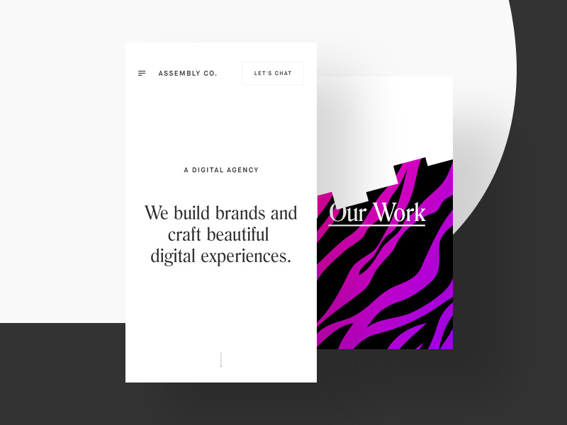 ACO Mobile Site work portfolio mobile menu ios exploration purple pink black