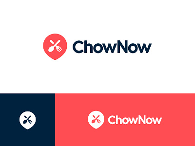 ChowNow - Logo Refresh blue brand branding food icon identity logo mark pin red