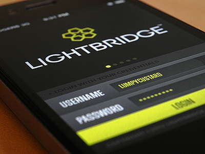 Lightbridge Login app contrast dark ios iphone login logo mobile splash ui