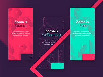 Zoma - Onboarding app apps green interface ios iphone mobile onboarding purple red ui