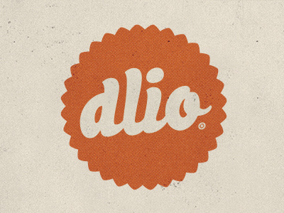 Dlio (deal-i-o) design deals casual fun identity logo orange script seal stamp type
