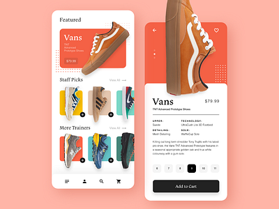 Shoe Search - Mobile App add to cart adobe xd app design ecommerce flat interaction minimal navigation shapes shoes store ui ux