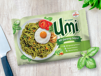 Umi - Instant Fried Noodle made from Spinach design graphic design illustration label design packaging design product design product packaging product packaging design vector