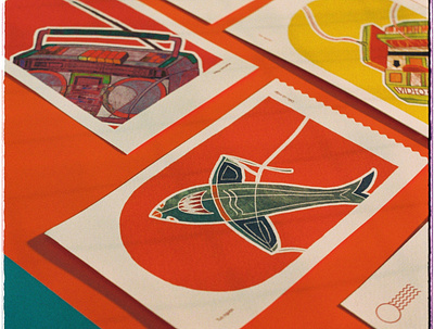Shark kite poster branding childhood colorful design fun graphic design handdraft illustration traditional vietnam