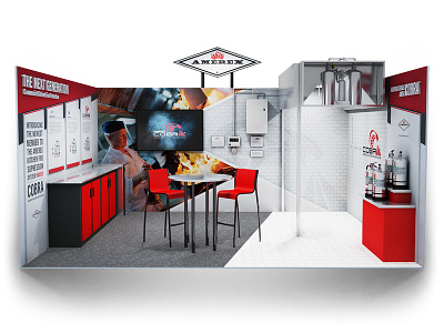 Amerex Trade Show Booth booth design environmental design red rendered tradeshow