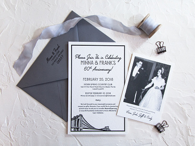 Minna & Frank Anniversary Invitation branding event design illustration invitation design print wedding design