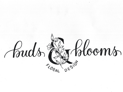 Buds & Blooms Logo Design branding hand lettering illustration logo