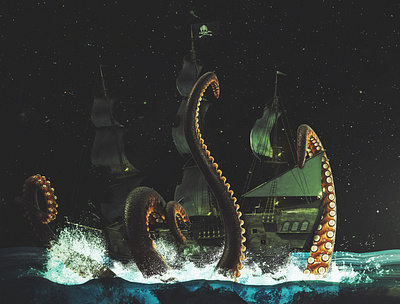 The Kraken art design digital art kraken matte painting photomanipulation photoshop photoshop art pirate