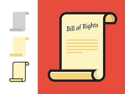 Bill of Rights icon 3 document flat icon illustration process scroll wisdomscript