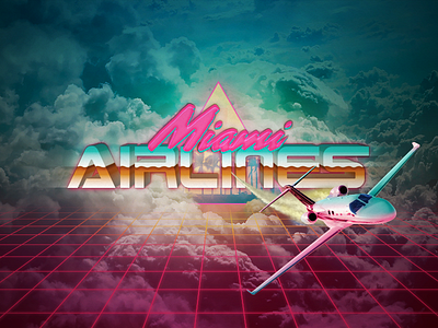 Miami Airlines branding for giggles 80s airlines hi tech jet miami net palmtree personal