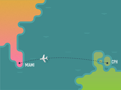 I'm going to Miami.. copenhagen denmark map miami plane route waves world