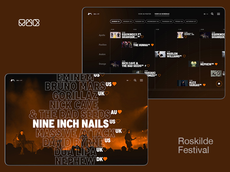mwb.studio — Roskilde Festival makrelsalatogrugbrød roskilde stages bands horizontal poster line-up schedule outline music festival art direction interface ui