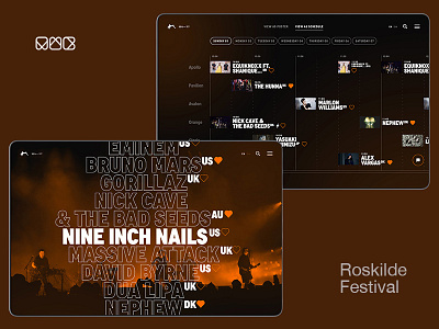 mwb.studio — Roskilde Festival art direction bands festival horizontal interface line up makrelsalatogrugbrød music outline poster roskilde schedule stages ui