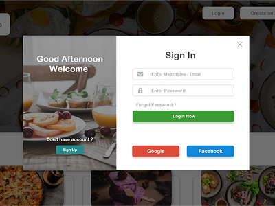 Login Page food app login box website