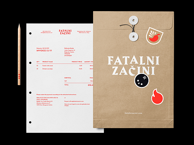 Fatal Spices — Stationery branding businesscard design envelope fatal identity identity branding logo peppers pictogram spicy stationery tomato