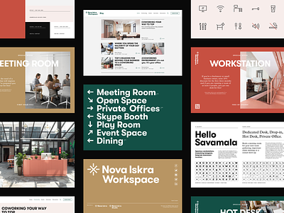 Nova Iskra Workspace — Graphic Standards brand guide identity brand guides brand identity branding icon identity system layout logo meeting room screens working space workspace