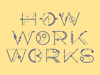 How Work Works circuit design flat illustration typography vector work