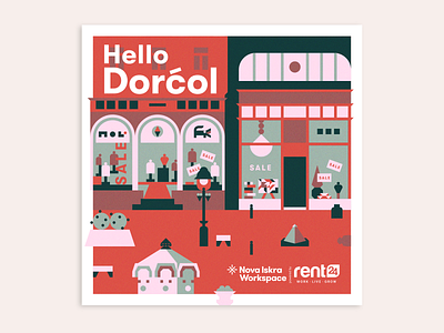 Hello Dorćol — Teaser 02 2d adobe city design downtown flat illustration shop store vector