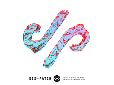 Logo Variation: DIS-PATCH colorful creative drawing gradient hand drawn holographic identity letter d letter p logo logotype music festival redesign