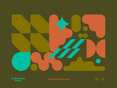 Creative Solutions 2d abstract colorful creative design flat geometric illustration oval retro shapes square system vector