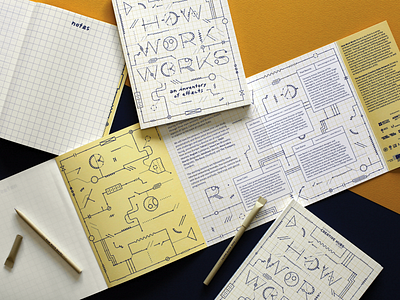 How Work Works — Publication brochure design circuit conference cover design electricity flat layout lines process publication thinking vector wire work