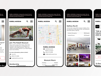 Rubell Museum Redesign - Mobile Website art artwork branding clean concept design minimal mobile ui mobile website museum product design responsive design ui user experience user inteface ux