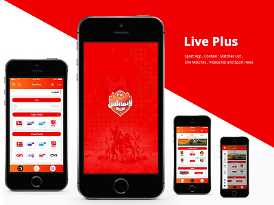 Live Plus mobile red sport ui ux design
