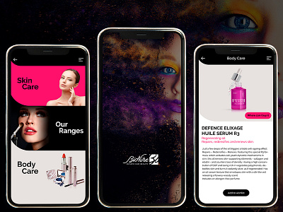 Bionike , makeUp App amel elreedy app makeup mobile pink shopping app ui ux