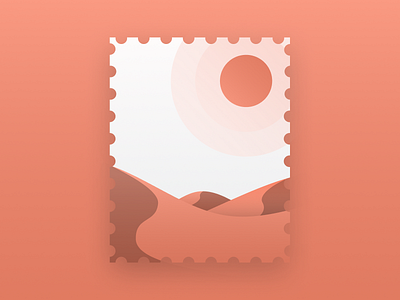 Desert Postage Stamp color desert design dribbble dribbblers illustration postage postage stamp postcard sand shot sun